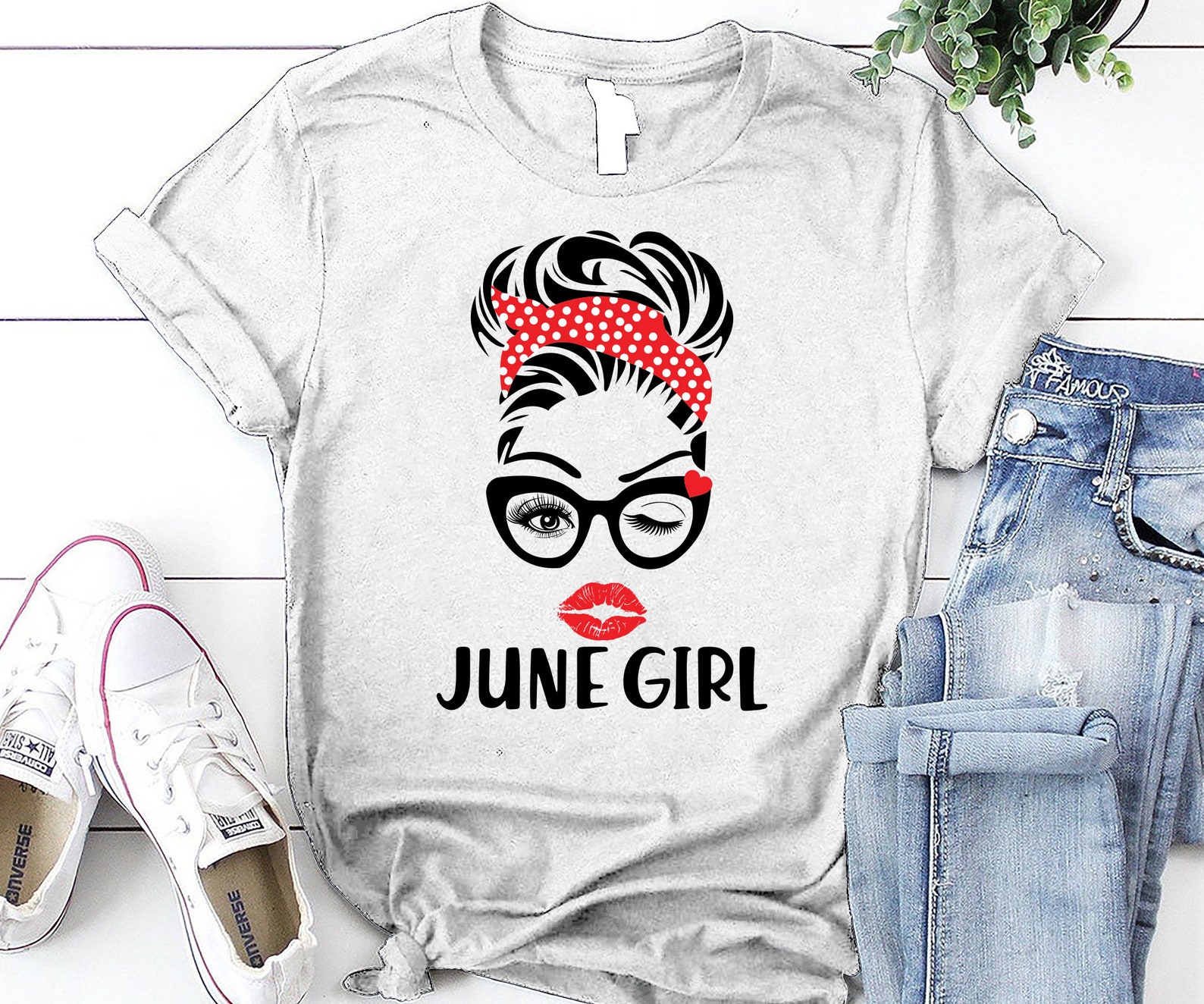 Download June Girl SVG Woman With Glasses Printable Girl With Bandana | Etsy