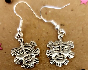 Green man earrings pagan wiccan On Bronze Hypoallergenic Hooks NEW handmade