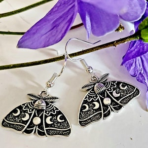 Moon Moth Earrings Gothic Butterfly Gothic Lunar Moth