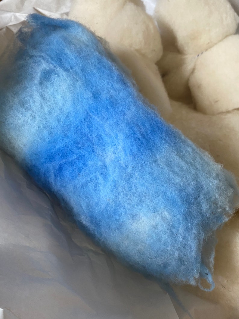 Hand-Dyed Wool batting Summer Sky