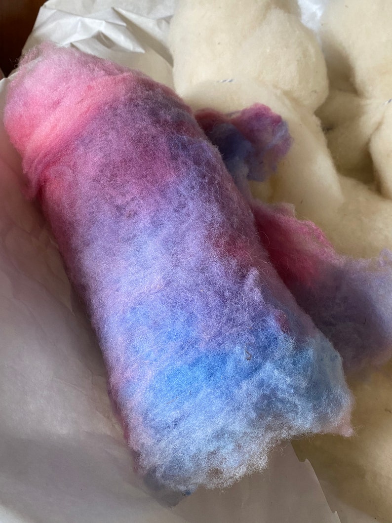 Hand-Dyed Wool batting Sunrise