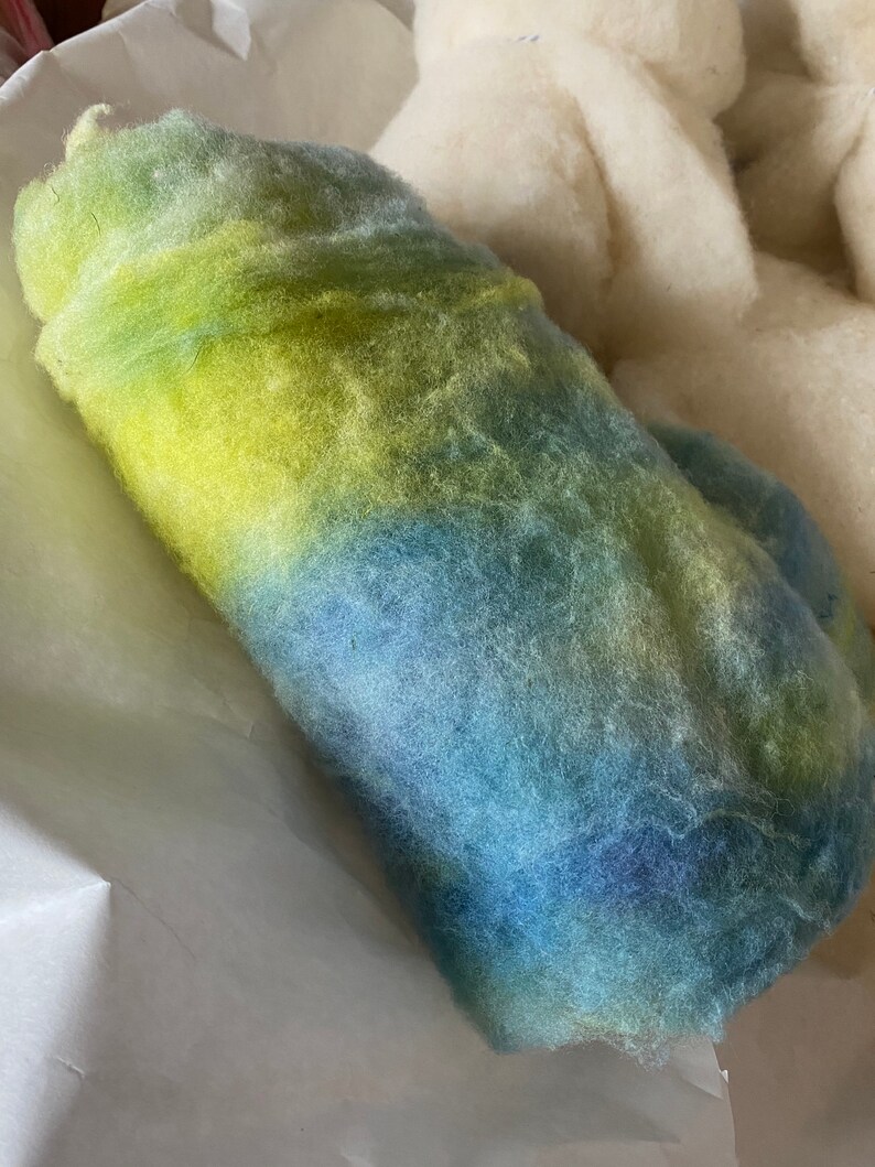 Hand-Dyed Wool batting Spring Waters