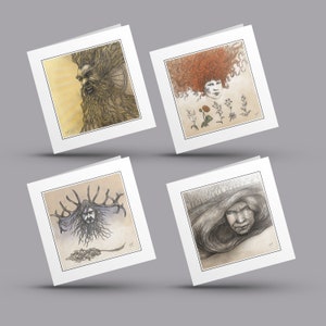 Conjunto de postales de los dioses celtas, cuatro postales