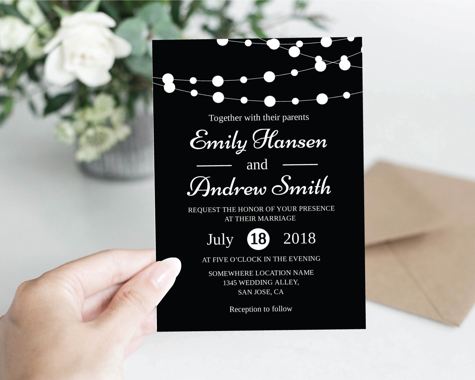 Black Wedding Invitation Suite Black Invitation template