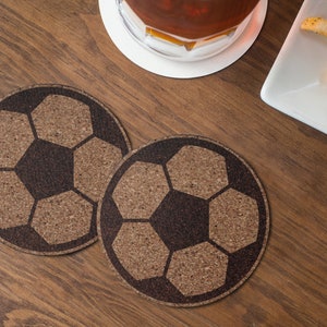 Football/soccer cork coaster, pack of 6