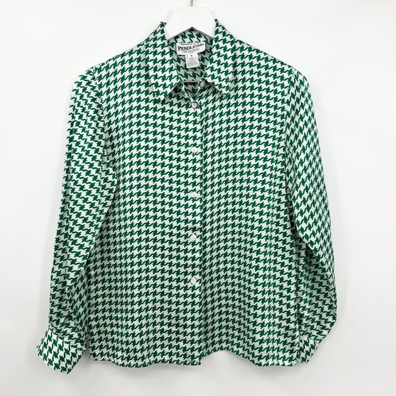 Vintage 90s Pendleton 100% Silk Button Up Long Sl… - image 1