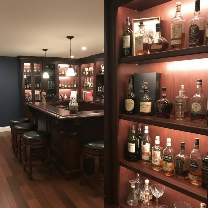 Custom Home Bar With Back Bar & Shelving - Etsy