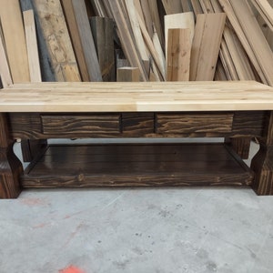 Custom made Rustic Coffee Table with Butcher Block Top