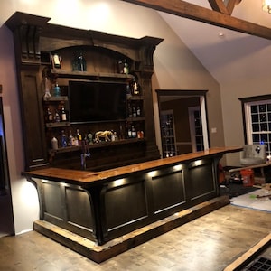 Custom Rustic Bar: Reclaimed Wood, Home Entertainment Centerpiece - Etsy