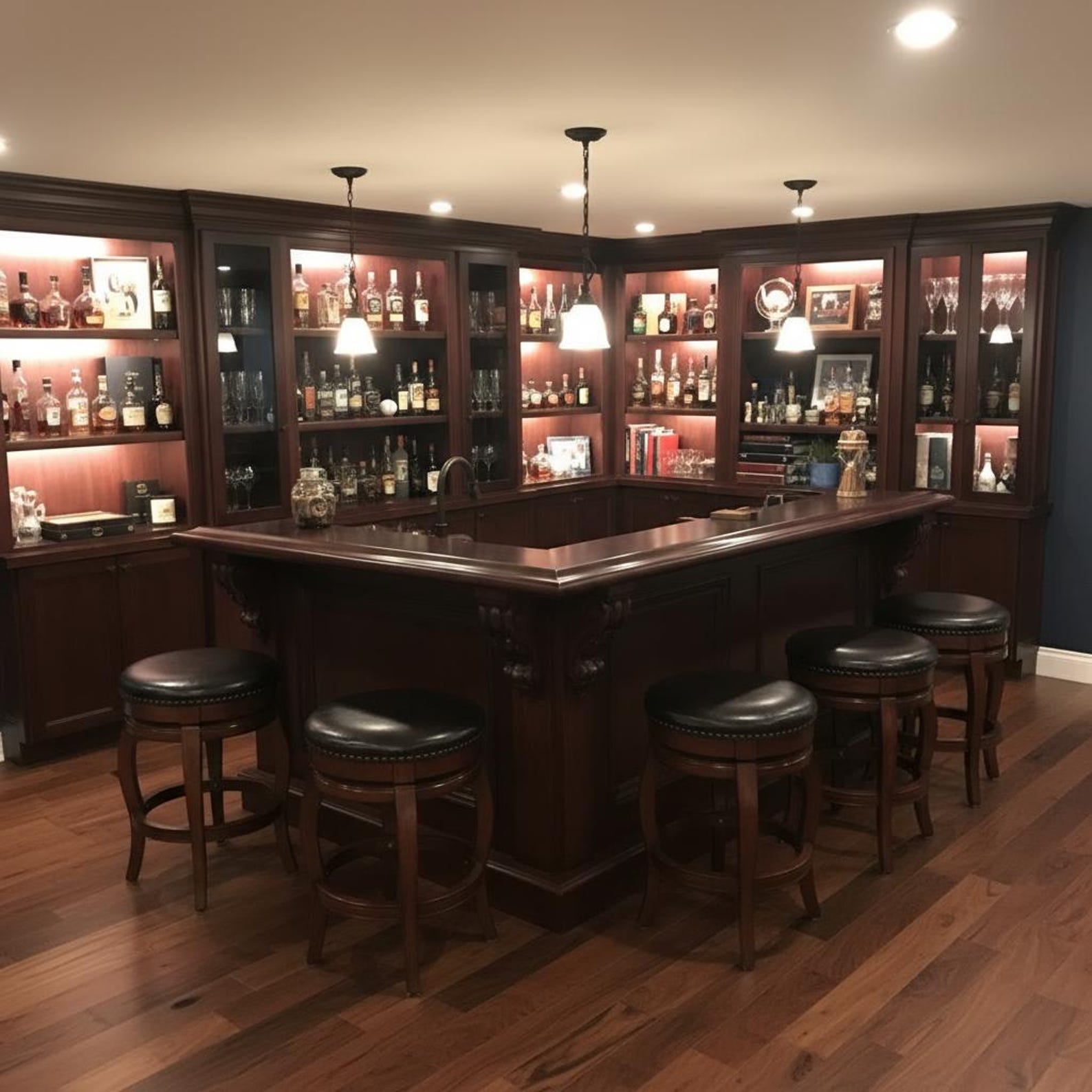 Custom Home Bar With Back Bar & Shelving - Etsy