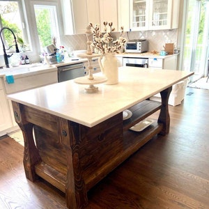 6 ft. Rustic Kitchen Island with microwave cabinet image 2