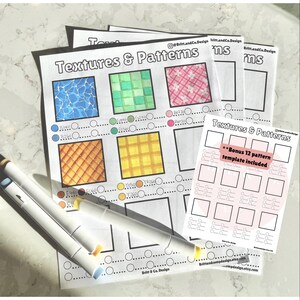 Alcohol Marker Practice Sheet Printable | Coloring Practice Page | Pattern & Texture Swatch Template | Adult Coloring PDF Digital Download