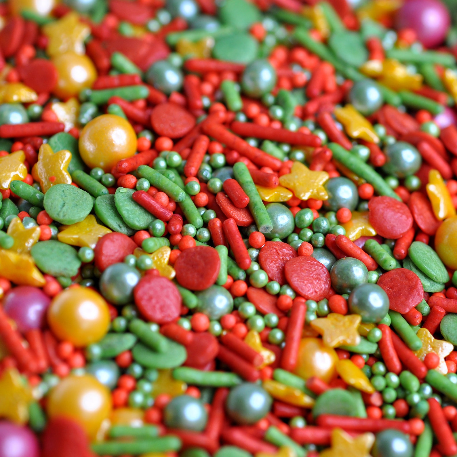 Christmas Green Gold Red Sprinkles Mix for Topping Bath Bombs Vegan