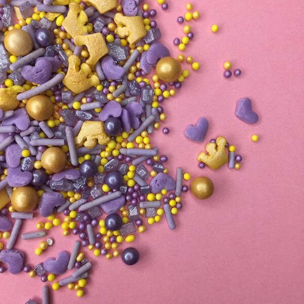 Purple and Gold Sprinkles for Topping Bath Bombs Vegan Cruelty Free Dissolvable Decorations Supplies