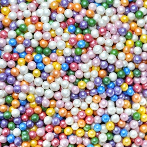 Rainbow 4mm Small Pearls Sprinkles for Topping Bath Bombs Vegan CrueltyFree Dissolvable Soap Topper Decorations Natural Colors