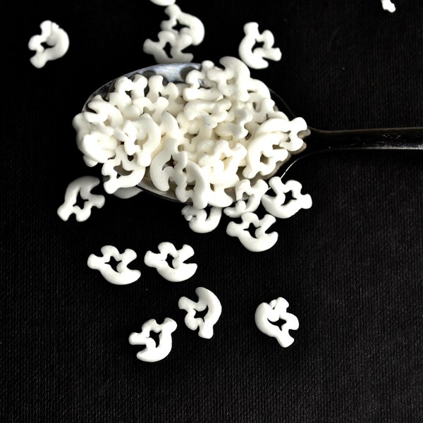 White Ghosts Confetti Sprinkles for Topping Bath Bombs Vegan Cruelty Free Dissolvable Decorations Soap Topper Supplies Halloween Spooky