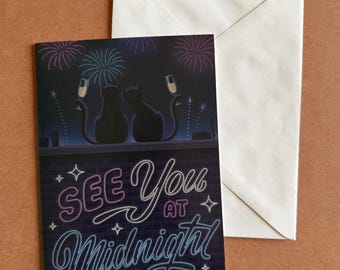 Meet Me At Midnight | NYE | Cat | Card