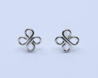Sterling silver clover studs, celtic clover earrings