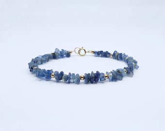 Kyanit Armband blau – Naturstein Splitterarmband in Sterlingsilber, Gold Filled oder Roségold Filled