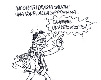 09/10/2021 Incontri Draghi Salvini una volta alla settimana. Cameriere un altro mojito! Alla terza... - Lega, governo, Papeete - Il Fatto