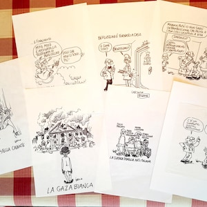 7 CARTOONS (2008-2010) OFFER - Obama Election, Berlusconi Cathedral, school, Smemoranda, society...