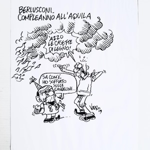 29/09/2009 Berlusconi's birthday in L'Aquila - Earthquake, wooden houses, tent cities — il manifesto VINTAGE