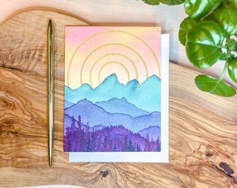 Grand Teton Sunshine Card | Watercolor Greeting Card | Blank Notecard | A2 Stationery | Mountain Art