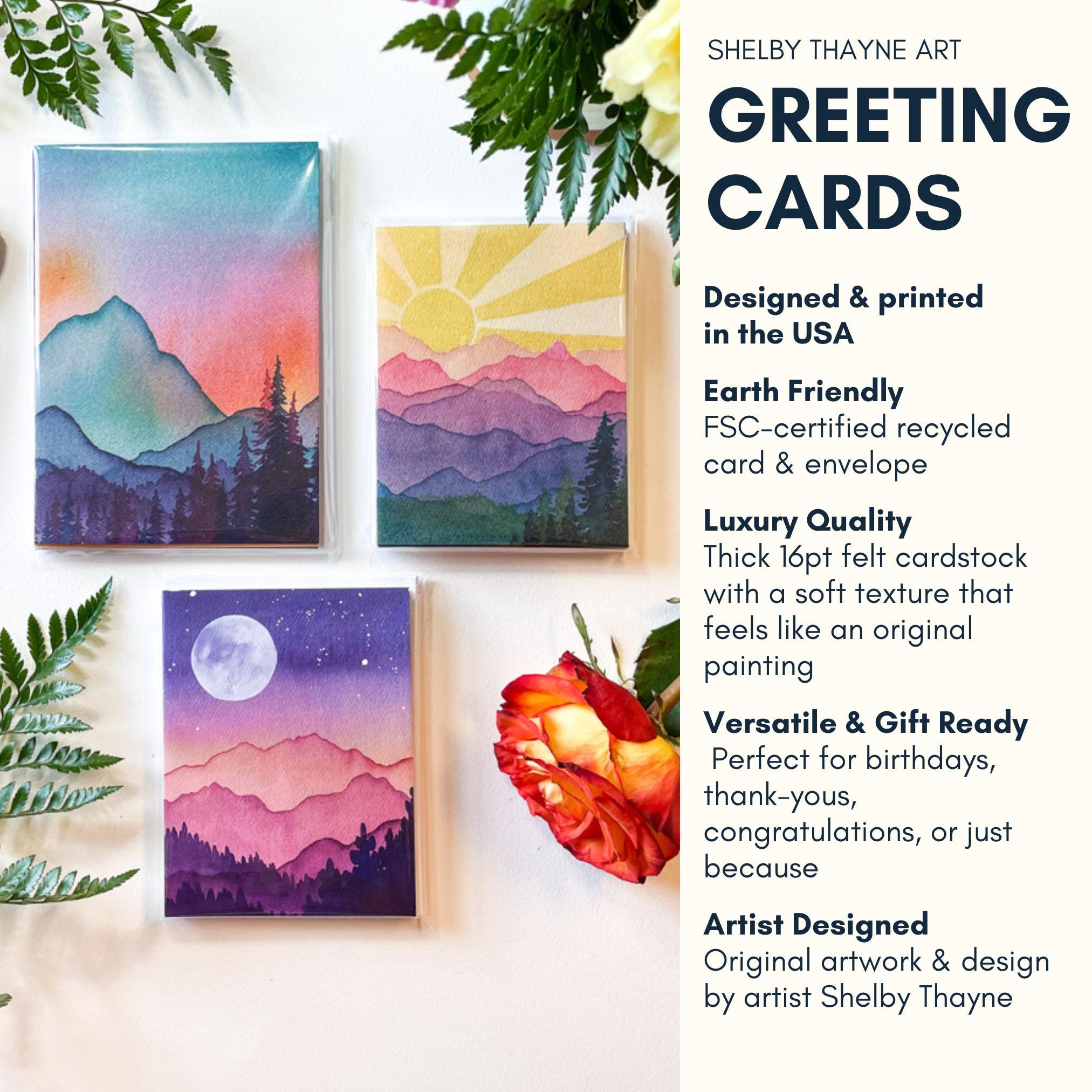 Mountain Grad Card Mountain Graduation Card | Inspirational Watercolor Greeting Card ...