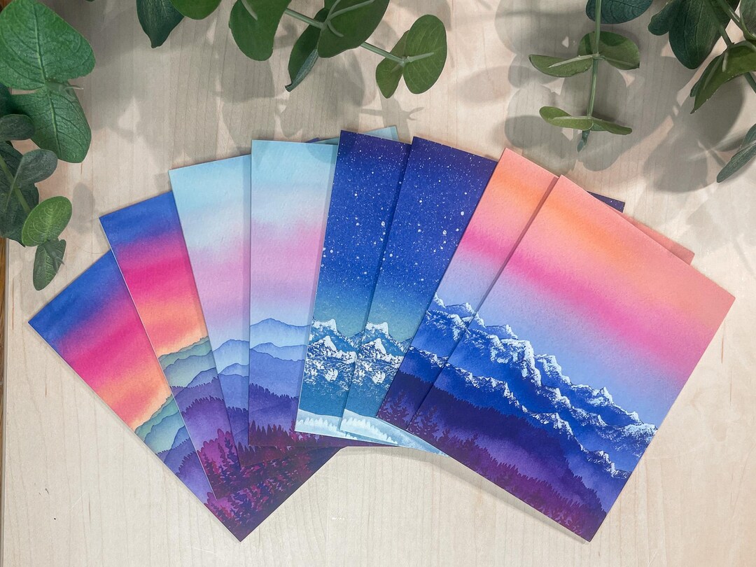 Mountain Landscape Art Cards | Set of 8 Blank Greeting Cards - Etsy