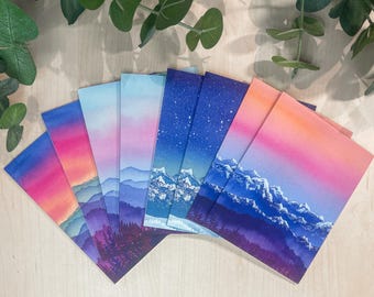 Mountain Landscape Art Cards | Set of 8 Blank Greeting Cards