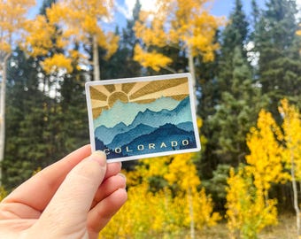 Colorado Mountain Watercolor Vinyl Sticker – Laptop, Water Bottle Decal