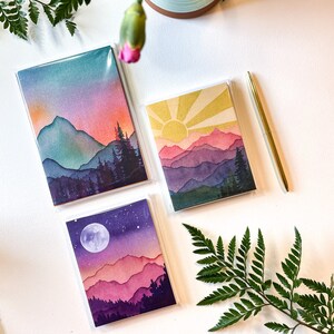 Watercolor Mountain Landscape Art Cards – Blank Greeting Cards ...