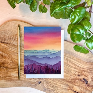 Colorful Mountain Landscape | Watercolor Greeting Card | Blank Inside | A2 Stationery | Mountain Art