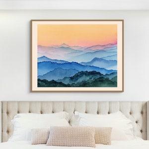 Blue Ridge Great Smoky Mountains Watercolor Mountain Fine Art Print