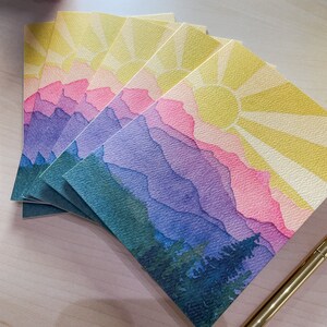 Rainbow Mountains Sunshine | Watercolor Greeting Card | Blank Inside ...