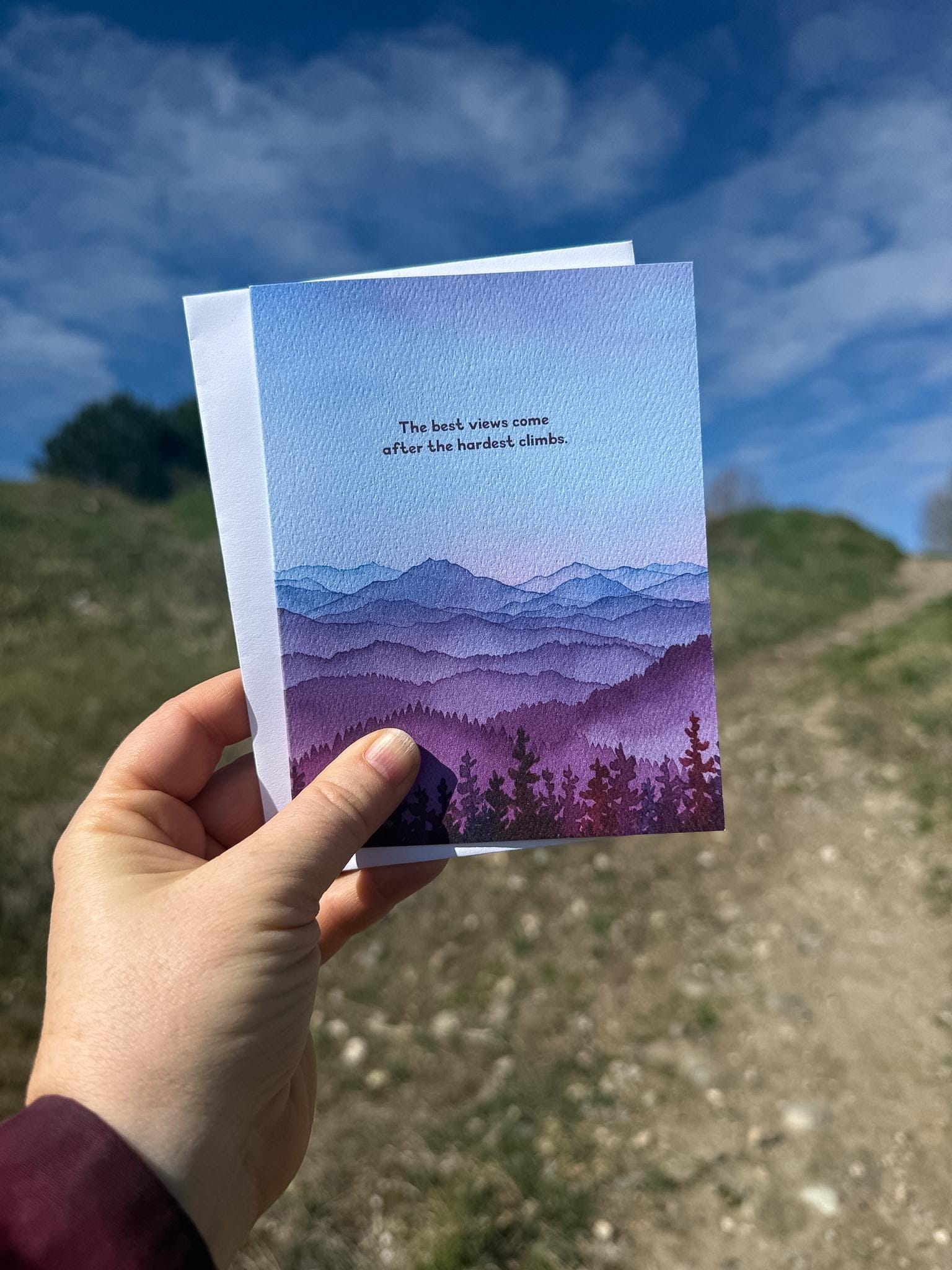 Mountain Grad Card Mountain Graduation Card | Inspirational Watercolor Greeting Card ...