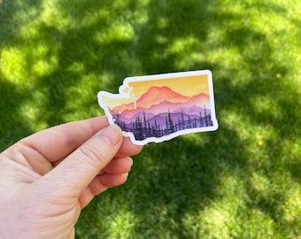 Mt. Rainier Watercolor Vinyl Sticker – Washington State Art Decal