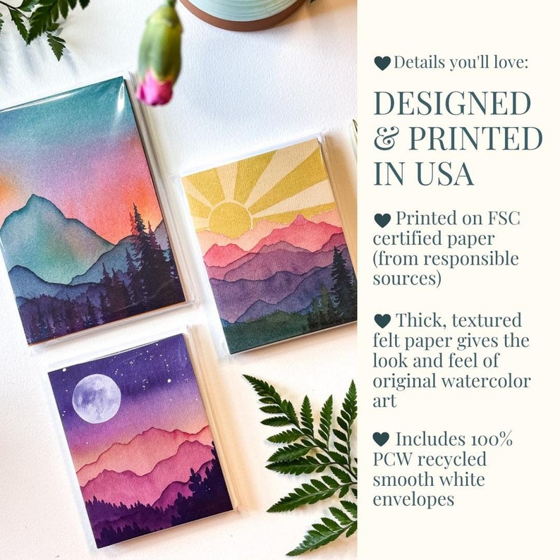 Rainbow Mountains Sunshine | Watercolor Greeting Card | Blank Inside ...