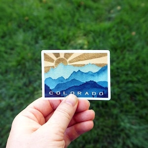 Colorado Mountain Sunshine Vinyl Decal Sticker -- Art Sticker -- Mountain Sticker -- Water Bottle Sticker -- Laptop Decal