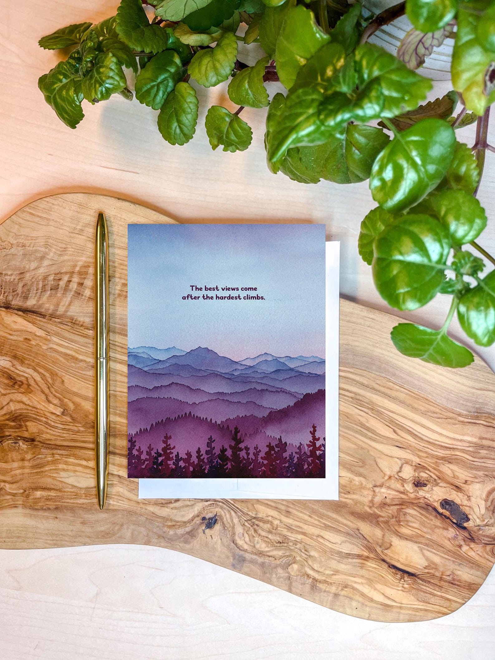 Mountain Grad Card Mountain Graduation Card | Inspirational Watercolor Greeting Card ...