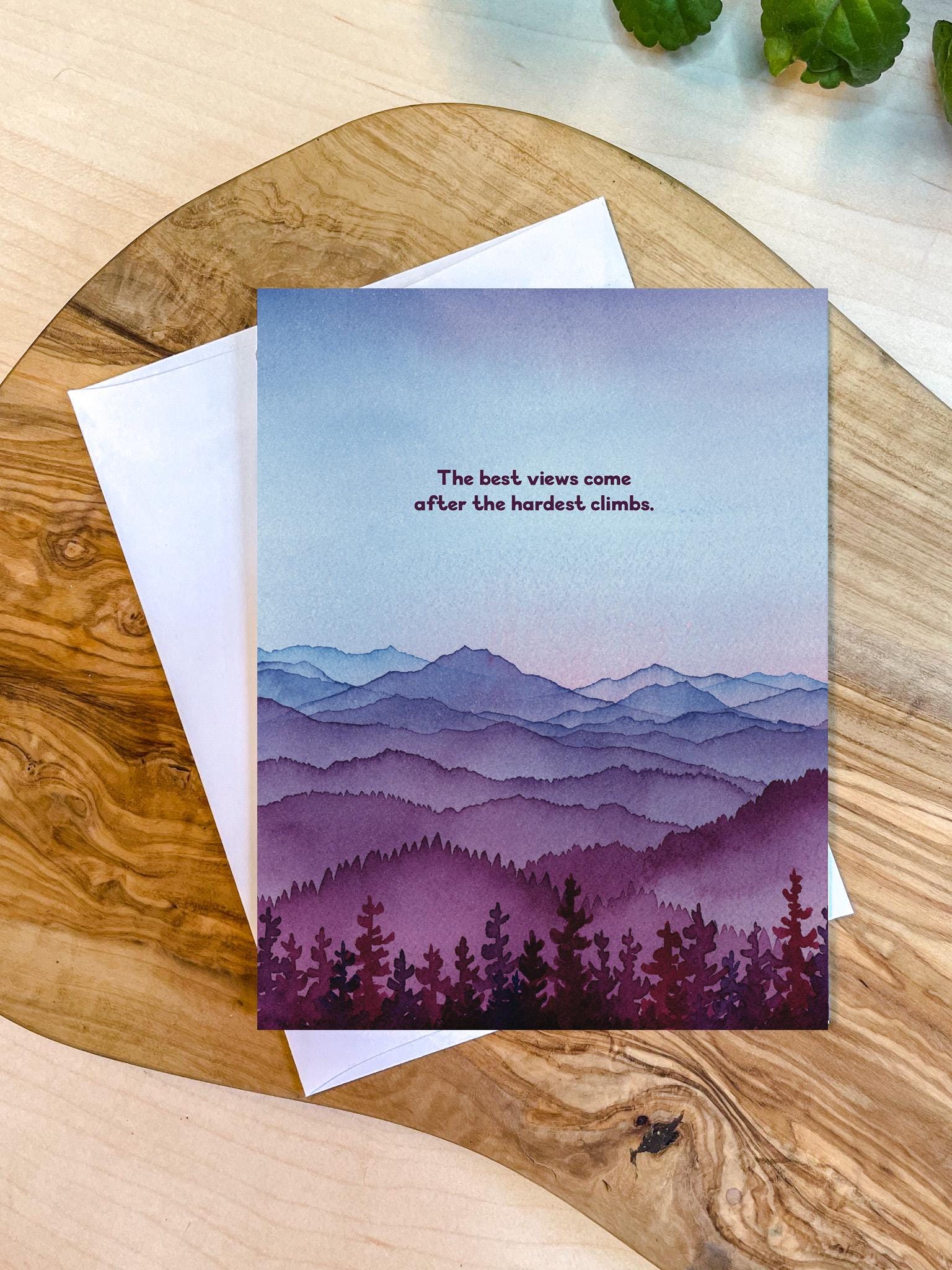 Mountain Grad Card Mountain Graduation Card | Inspirational Watercolor Greeting Card ...