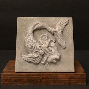 Ocean Singer Tile, 4.25"x 4.25" Tile, Concrete Tile, Relief Sculpture, Handcrafted Architectural Wall Plaque