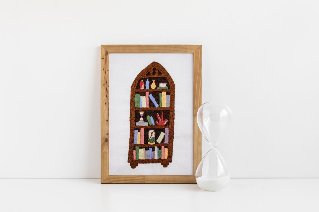 Bookcase Embroidery Pattern PDF Gothic Hand Embroidery PDF Etsy