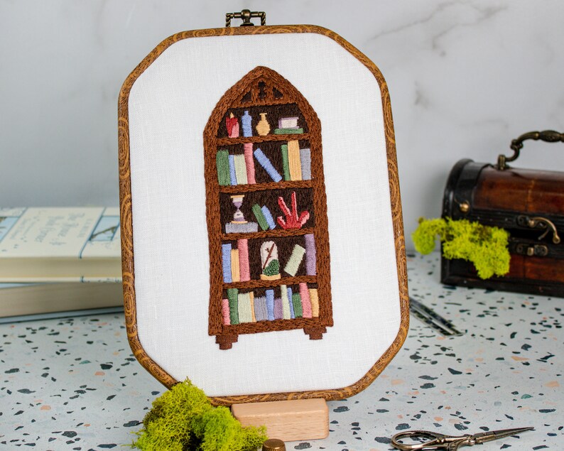 Bookcase Embroidery Pattern PDF Gothic Hand Embroidery PDF Etsy
