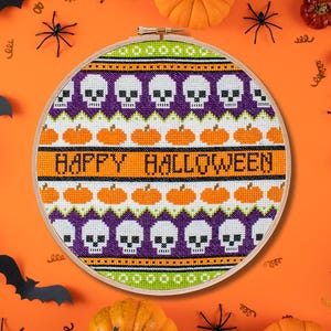 Happy Halloween Kreuzstich Muster PDF | Fair Isle Muster