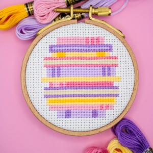 Pastel Bookstack Cross Stitch Pattern PDF