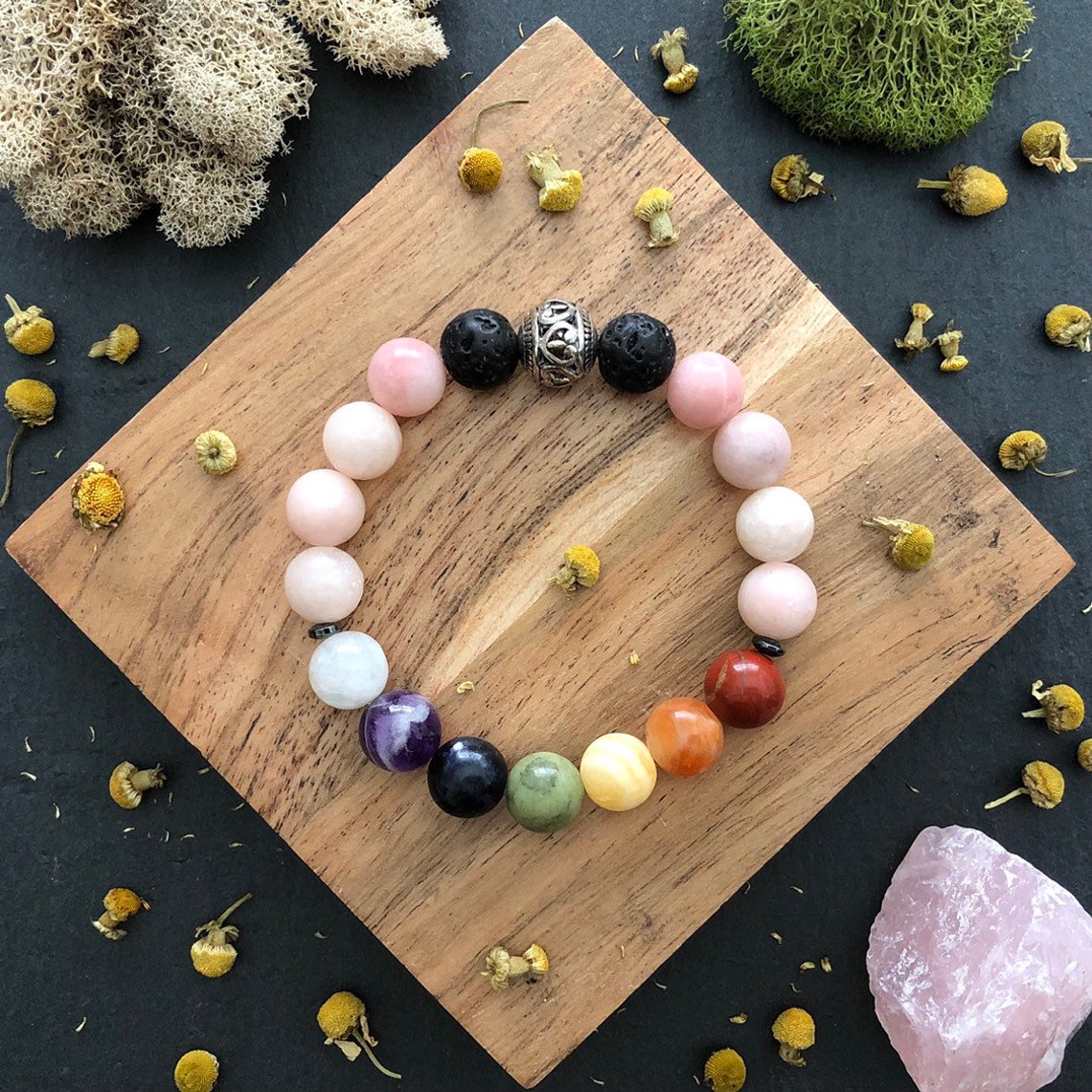 Pink Chakra Bracelet Heart Chakra Gemstone Healing Bracelet Etsy
