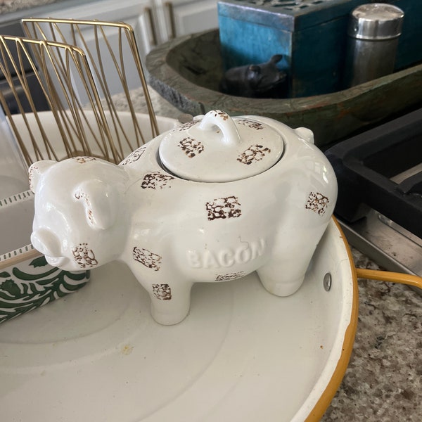 pig bacon grease container for countertop