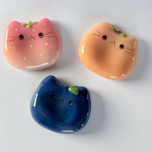 Kawaii katten stresssteen | Schattig fruitkatje | Antistress fidget | Handgemaakt van hars | Schattig cadeau voor kattenliefhebbers