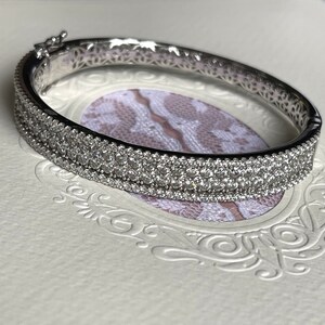 925 Sterling Silver Bangle / Cubic Zirconia / Bling Bracelet / Perfect Gift for Wife / For Mom / Arm Candy / High Quality Silver Bangle